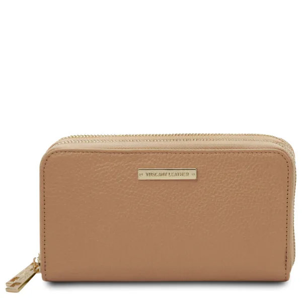 Mira Double zip around leather wallet