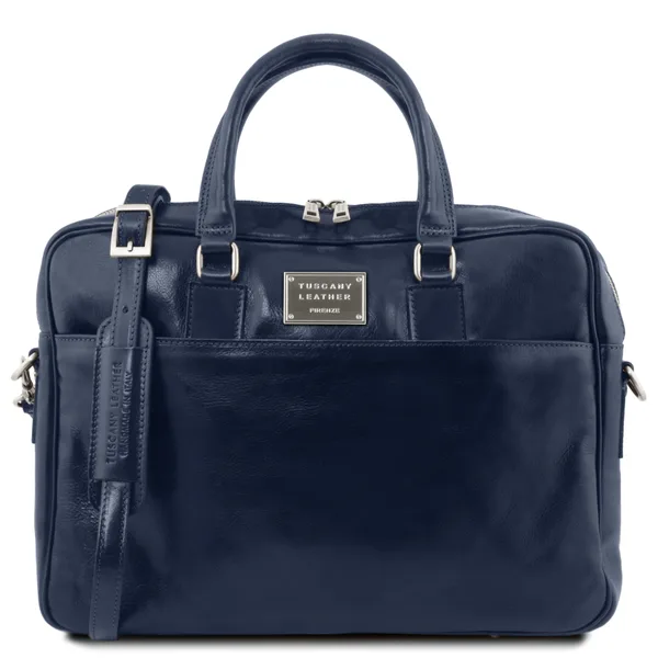 Urbino Leather laptop briefcase with front pocket