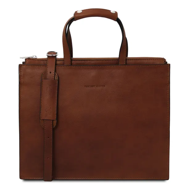 Palermo Leather briefcase 3 compartments for women