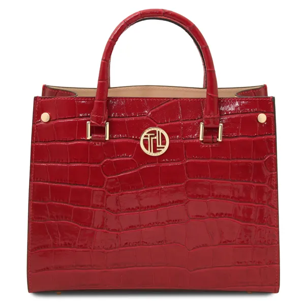 Croque Croc print leather handbag