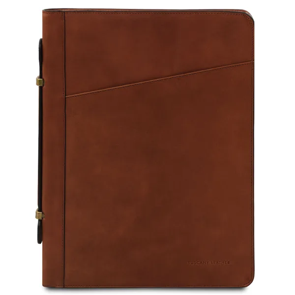 Cesare Leather document case with handle and ring binder