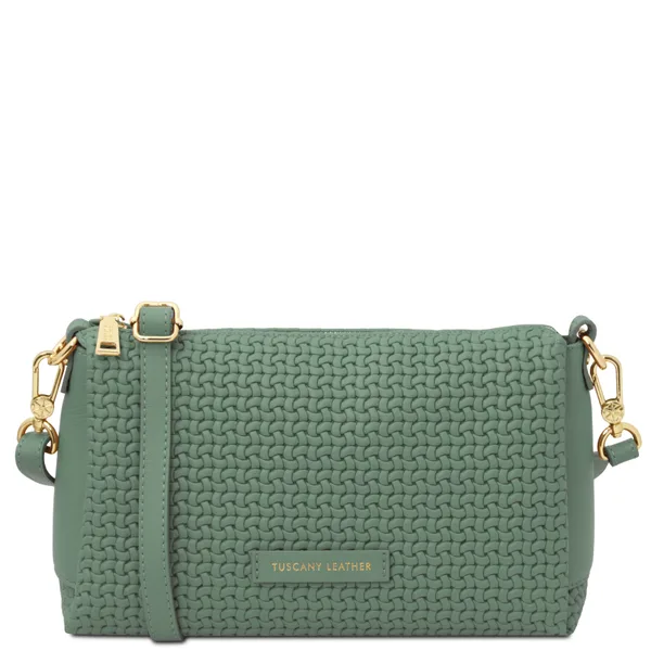 Dedalo Woven printed leather shoulder bag