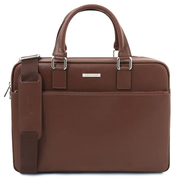 Torino Saffiano leather laptop briefcase
