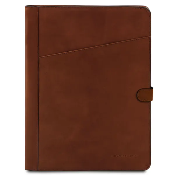 Adriano Leather document case with button closure
