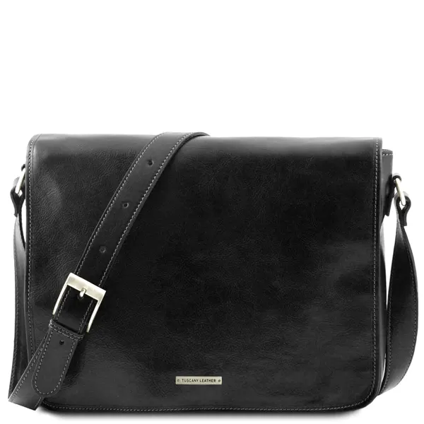 Messenger double Crossbody leather bag