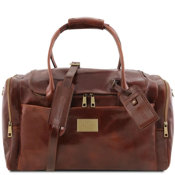 TL Voyager Travel leather bag with side pockets