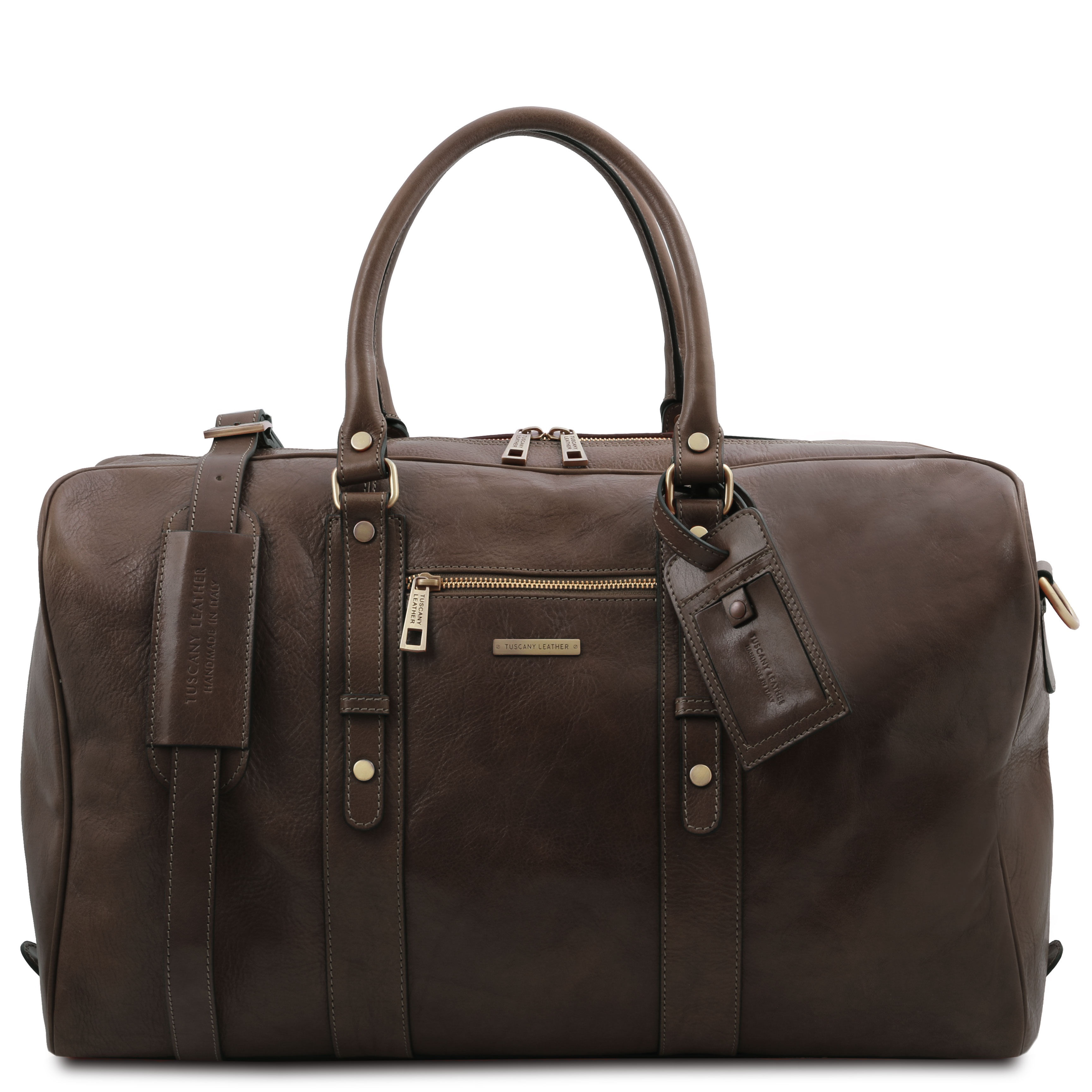 TL Voyager Leather travel bag with front pocket