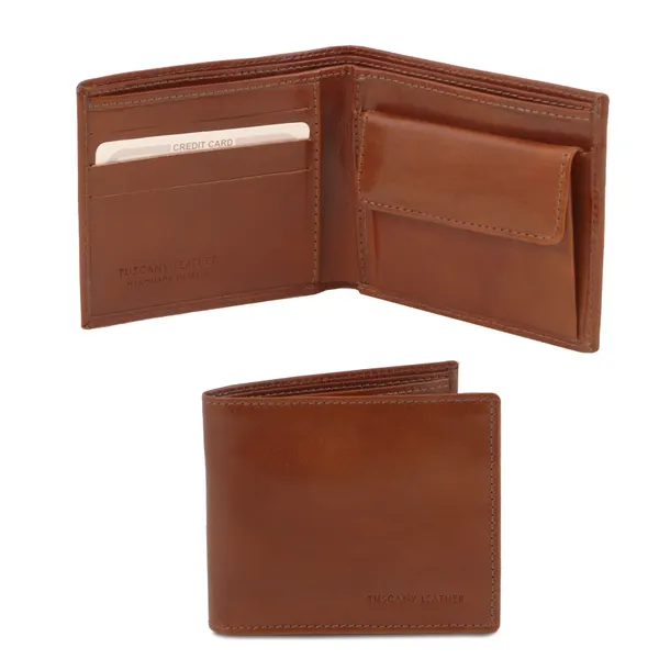 Exclusive 2 fold leather wallet for men with coin pocket
