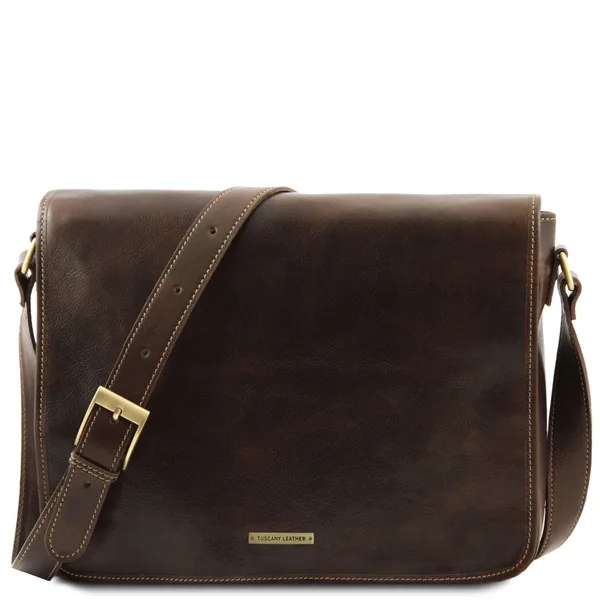 Messenger double Crossbody leather bag