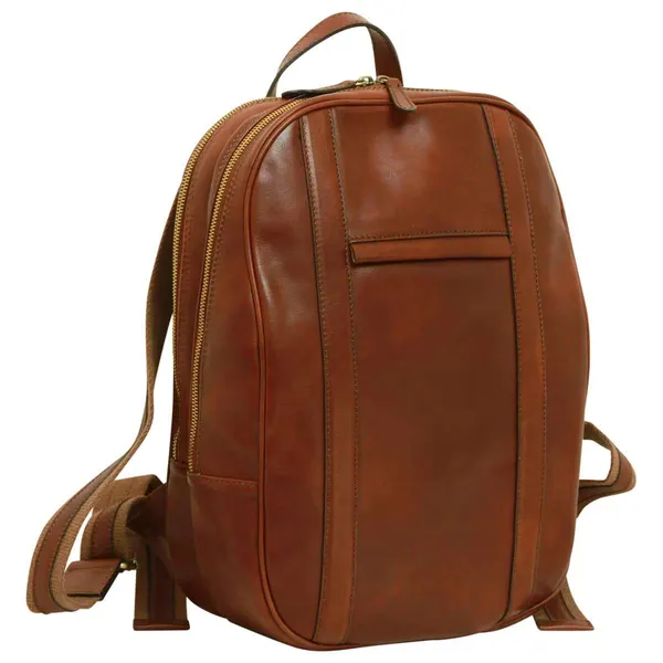 Soft Calfskin Leather Laptop Backpack with backside troller strap