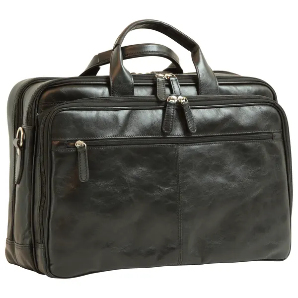 Leather computer briefcase - Black